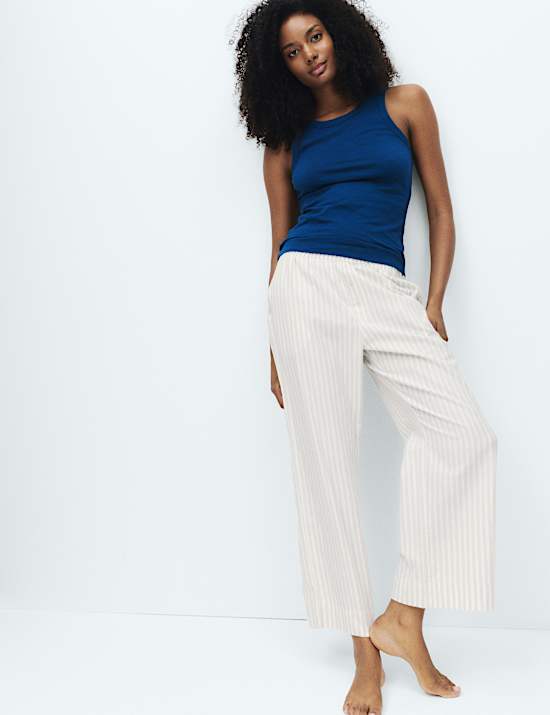 Lot de 2 pantalons de pyjamas 100 % coton à rayures