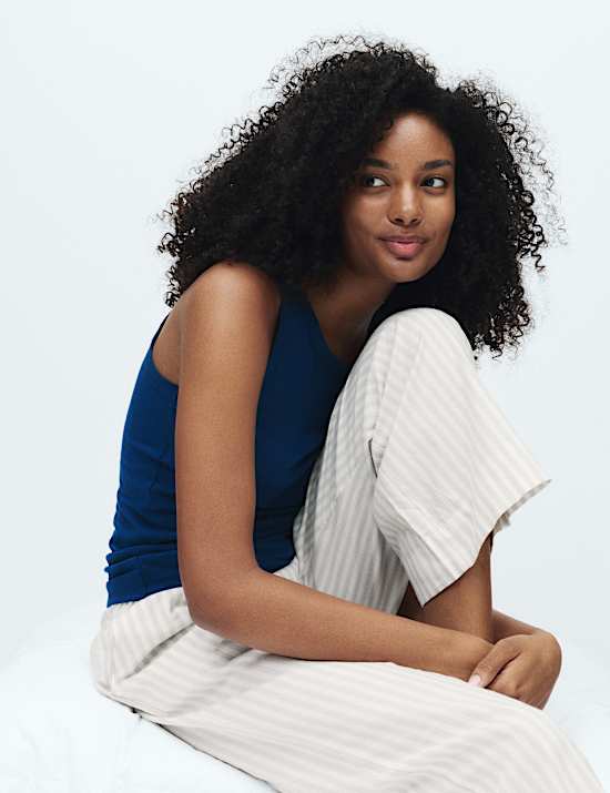 Lot de 2 pantalons de pyjamas 100 % coton à rayures