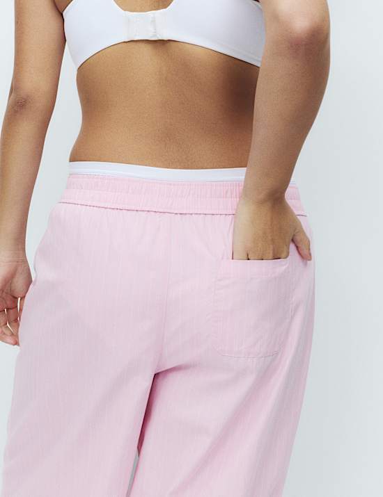 Gestreepte pyjamabroek van zuiver katoen met wijde pijpen