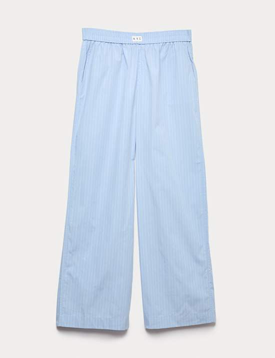 Pure Cotton Striped Wide Leg Pyjama Bottoms