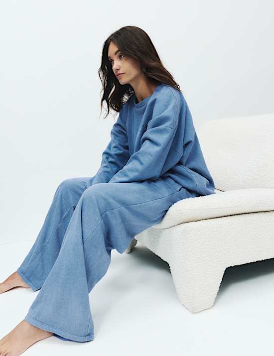 Pantalon de jogging d’intérieur coupe large en coton