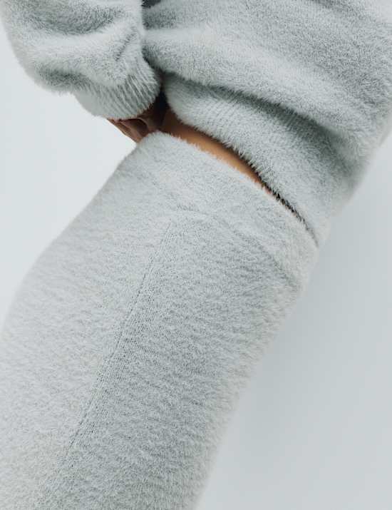 Bas de pyjama en maille plume à ourlet resserré