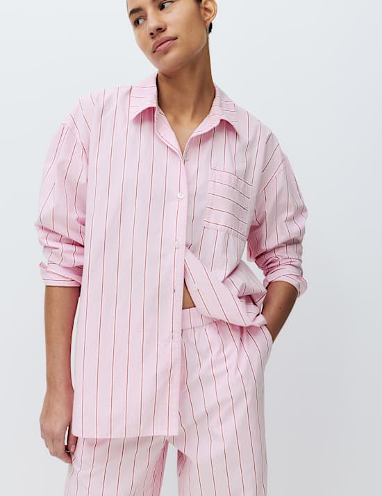 Pure Cotton Striped Wide Leg Pyjama Bottoms