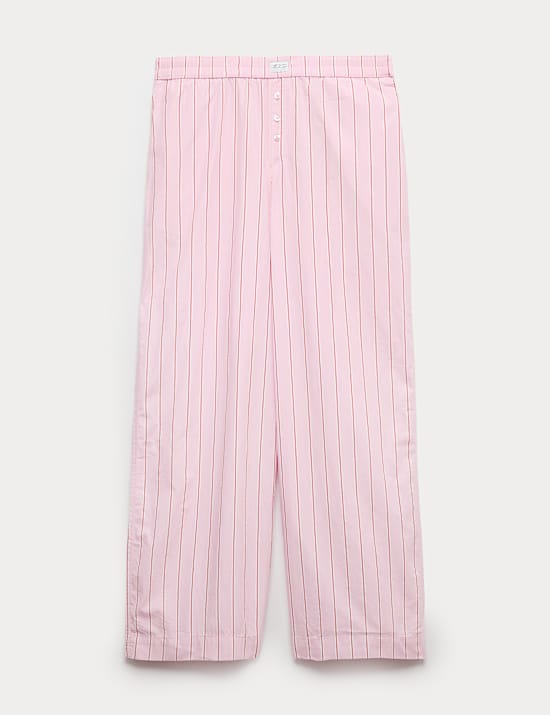 Pure Cotton Striped Wide Leg Pyjama Bottoms