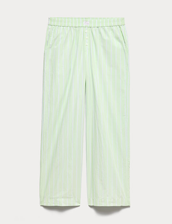 Pure Cotton Striped Wide Leg Pyjama Bottoms