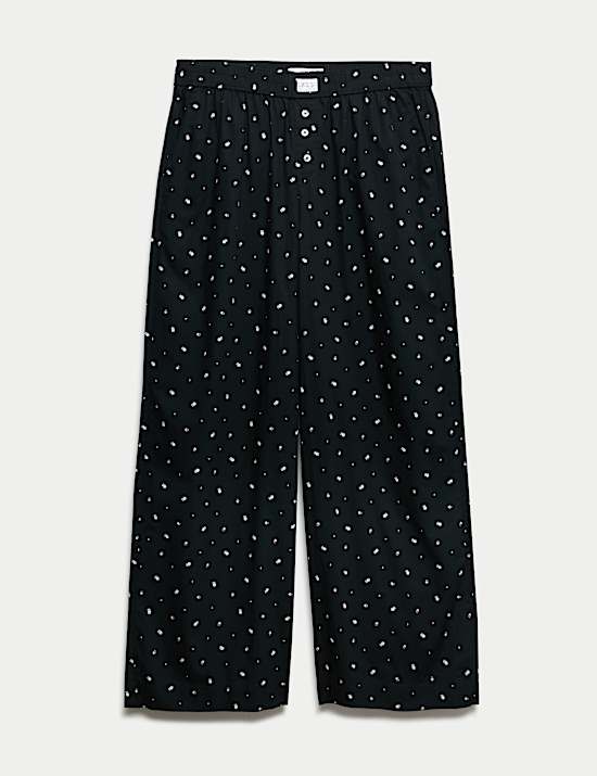 Bas de pyjama coupe large 100 % coton fleuri
