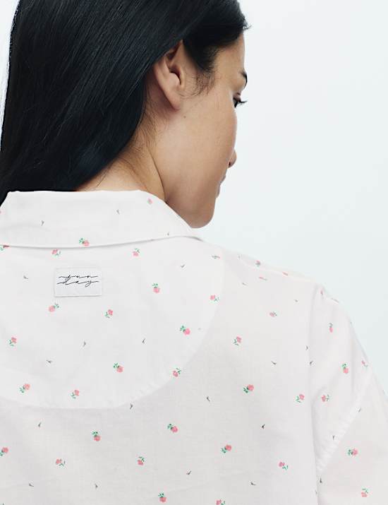 Bas de pyjama coupe large 100 % coton fleuri