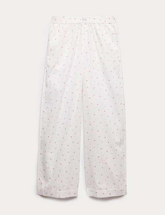 Bas de pyjama coupe large 100 % coton fleuri
