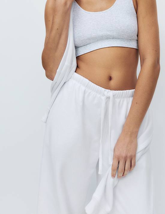 Pantalon de jogging d&rsquo;int&eacute;rieur coupe large en coton envers bross&eacute;