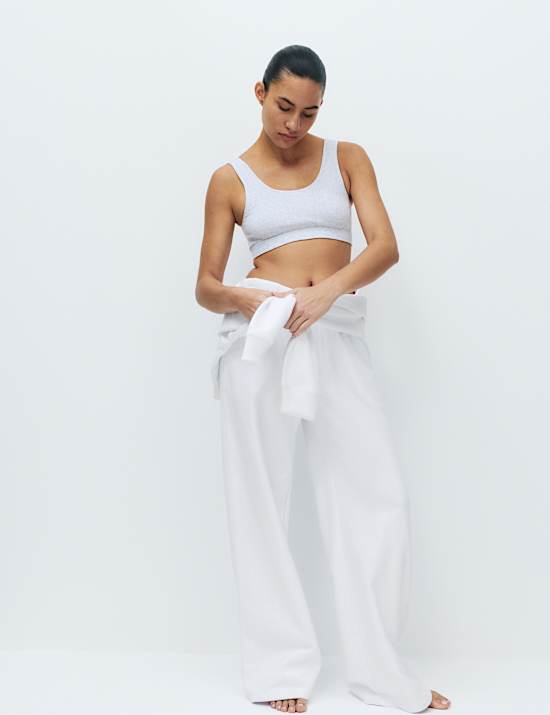 Pantalon de jogging d&rsquo;int&eacute;rieur coupe large en coton envers bross&eacute;