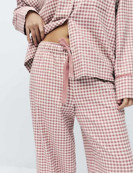Flanelowy dół od piżamy w kratkę gingham