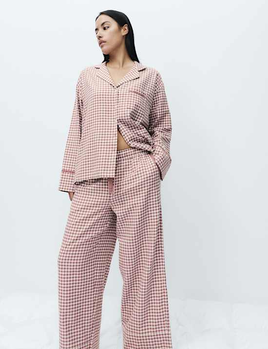 Flanelowy dół od piżamy w kratkę gingham
