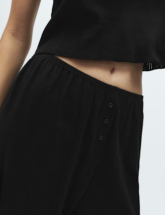 Pure Cotton Pointelle Wide Leg Pyjama Bottoms