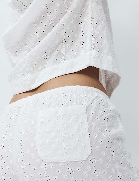 Pure Cotton Broderie Pyjama Bottoms