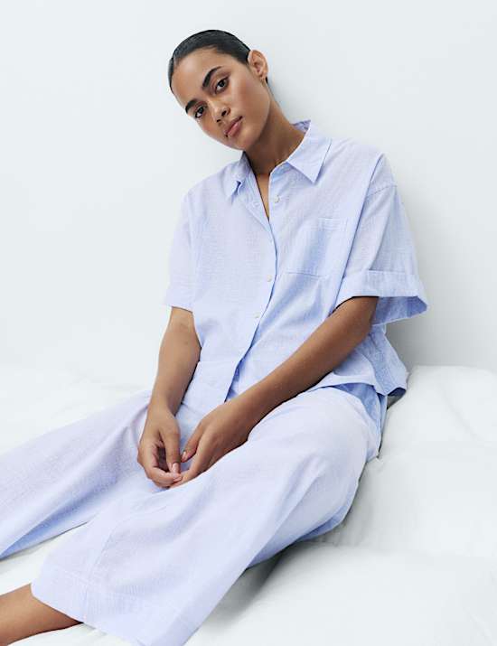 Pure Cotton Striped Cropped Pyjama Bottoms