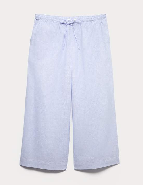 Pure Cotton Striped Cropped Pyjama Bottoms
