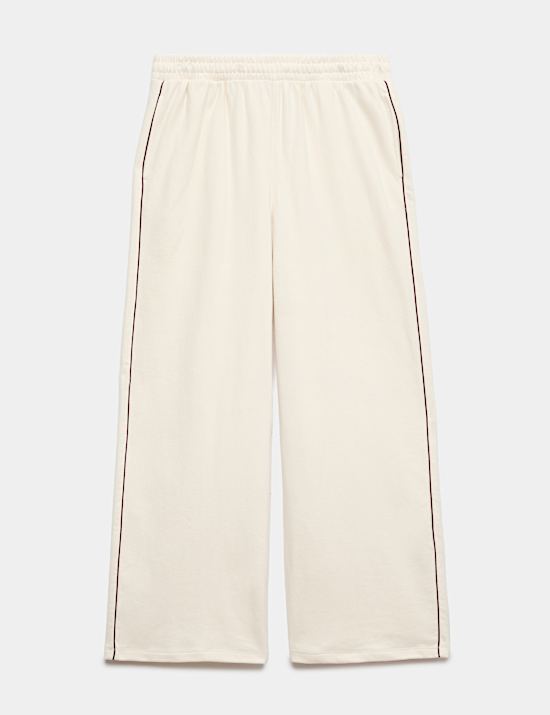 Cotton Rich Loopback Wide Leg Joggers