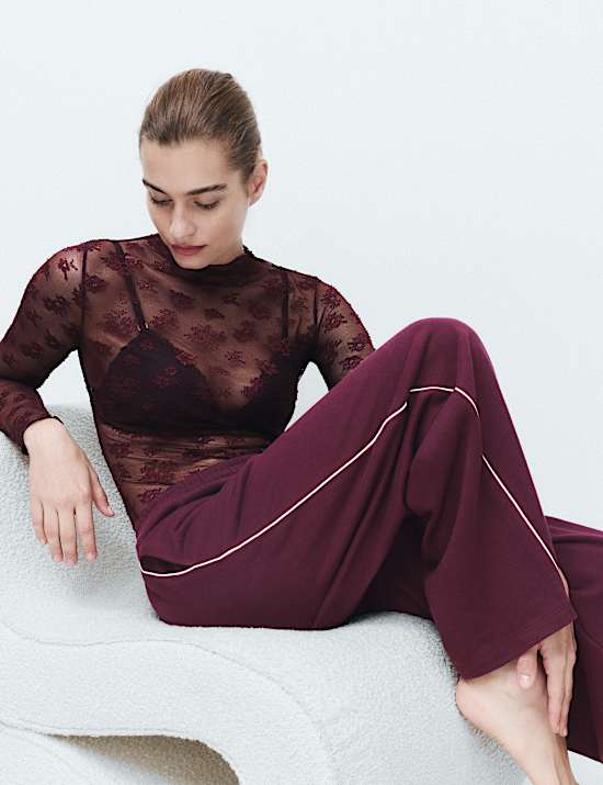 Cotton Rich Loopback Wide Leg Joggers