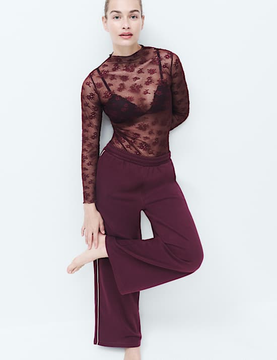 Cotton Rich Loopback Wide Leg Joggers