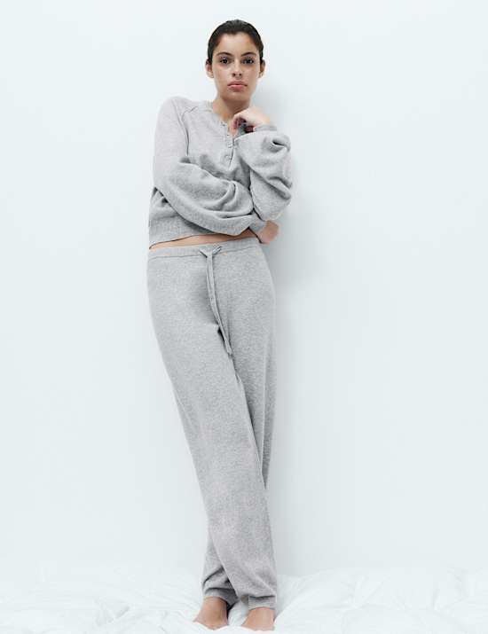 Loungewear-Strickhose mit Barrel-Bein