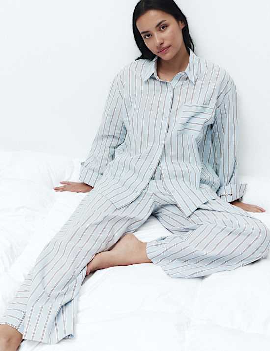 Pure Cotton Cambric Striped Pyjama Bottoms