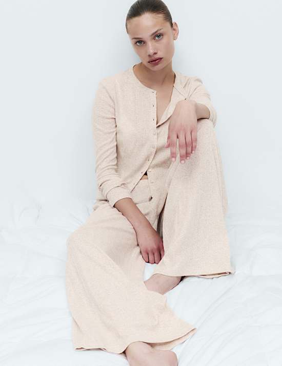 Pointelle Wide Leg Lounge Bottoms