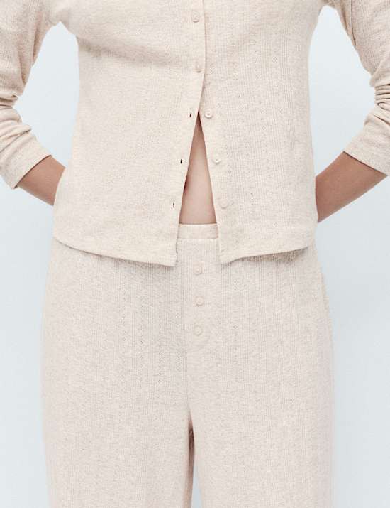 Pointelle Wide Leg Lounge Bottoms