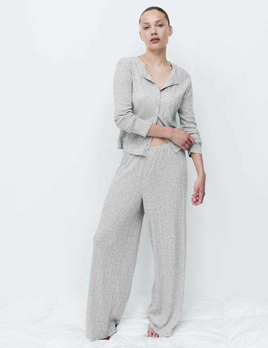 Pointelle Wide Leg Lounge Bottoms