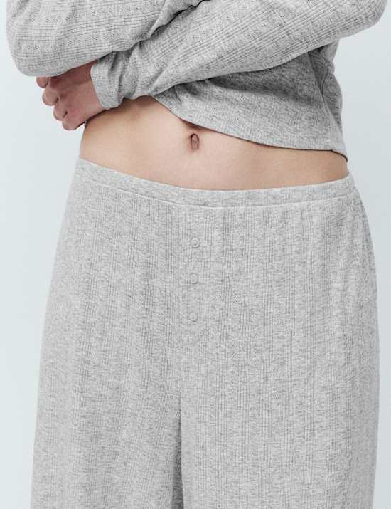 Pointelle Wide Leg Lounge Bottoms