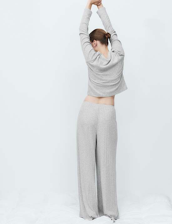 Pointelle Wide Leg Lounge Bottoms