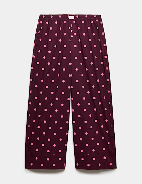 Poplin Striped Wide Leg Pyjama Bottoms