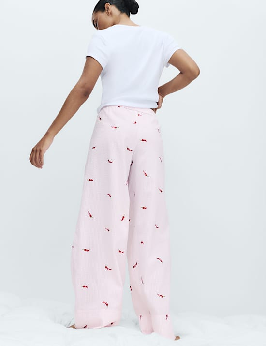 Cotton Modal Seersucker Chilli Pyjama Bottoms