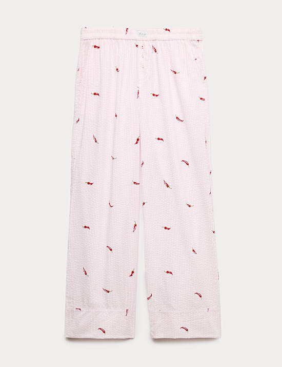 Cotton Modal Seersucker Chilli Pyjama Bottoms
