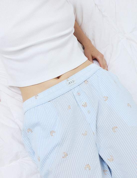 Cotton Modal Seersucker Pyjama Bottoms