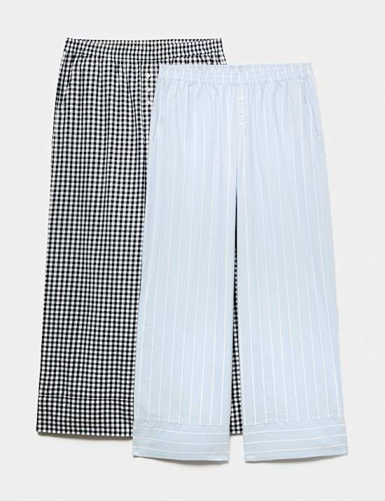 Lot de 2 bas de pyjama 100 % coton avec imprim&eacute;