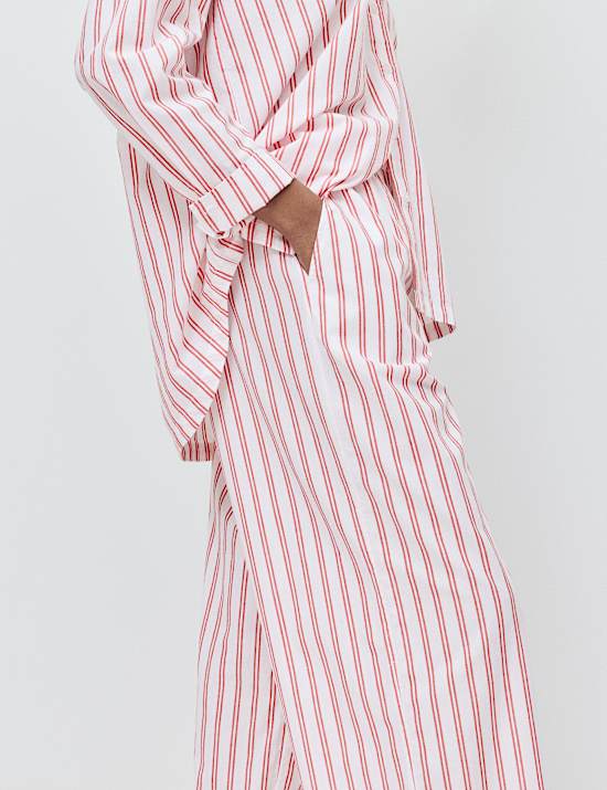 Bas de pyjama coupe large 100 % coton &agrave; rayures