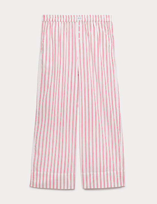 Bas de pyjama coupe large 100 % coton &agrave; rayures