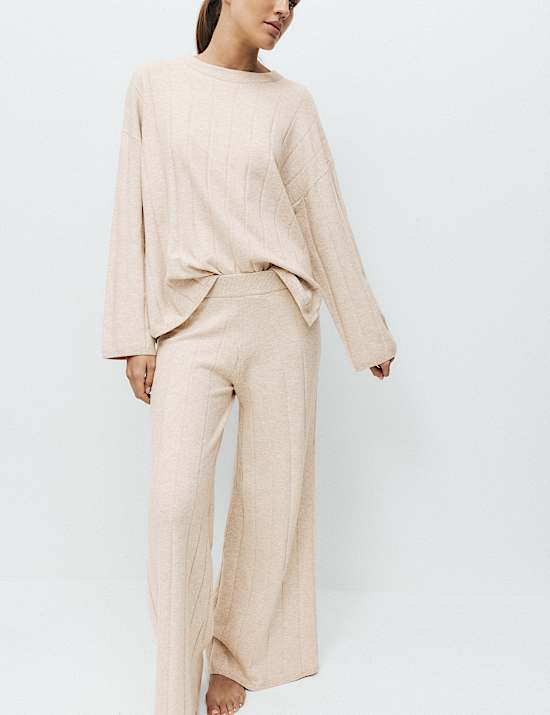Knitted Wide Leg Pyjama Bottoms