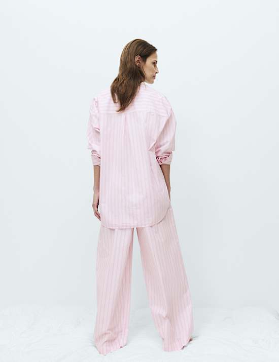 Gestreepte pyjamabroek van poplin en zuiver katoen