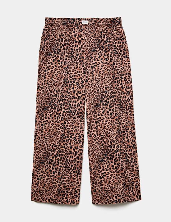 Pantal&oacute;n de pijama 100 % algod&oacute;n de popelina de leopardo