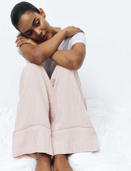 Pure Cotton Striped Muslin Pyjama Bottoms
