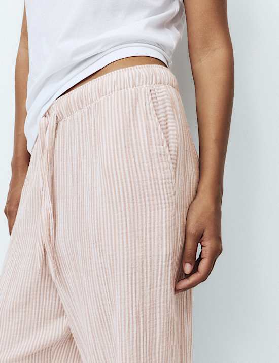 Pure Cotton Striped Muslin Pyjama Bottoms