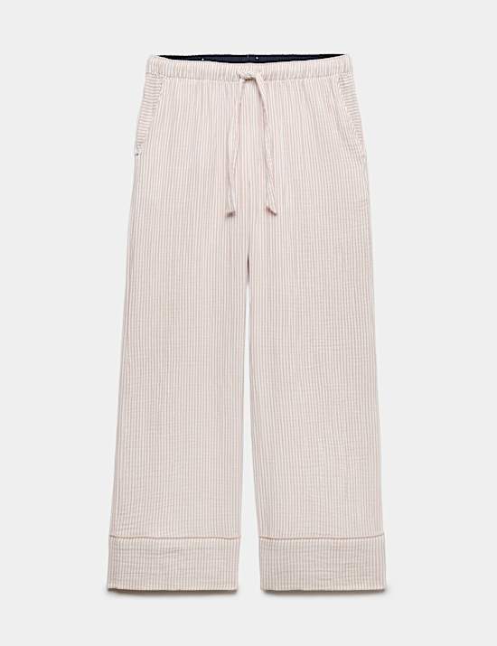 Pure Cotton Striped Muslin Pyjama Bottoms