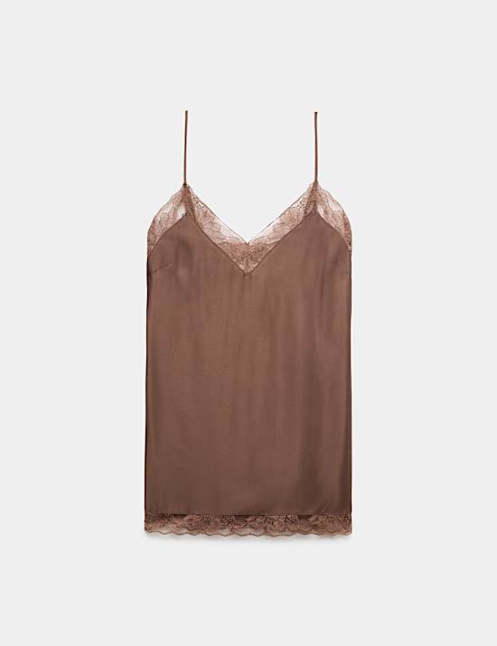 Satin Strappy Lace Detail Chemise