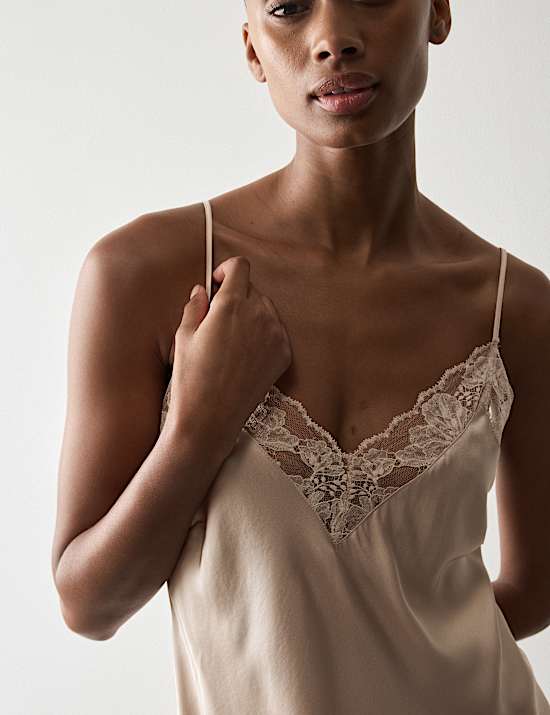 Satin Strappy Lace Detail Chemise