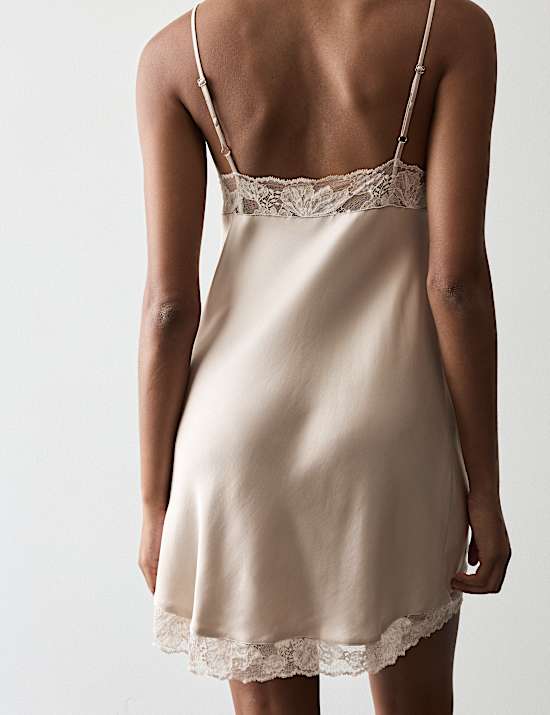 Satin Strappy Lace Detail Chemise