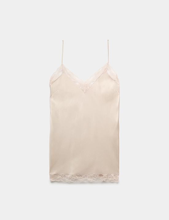 Satin Strappy Lace Detail Chemise