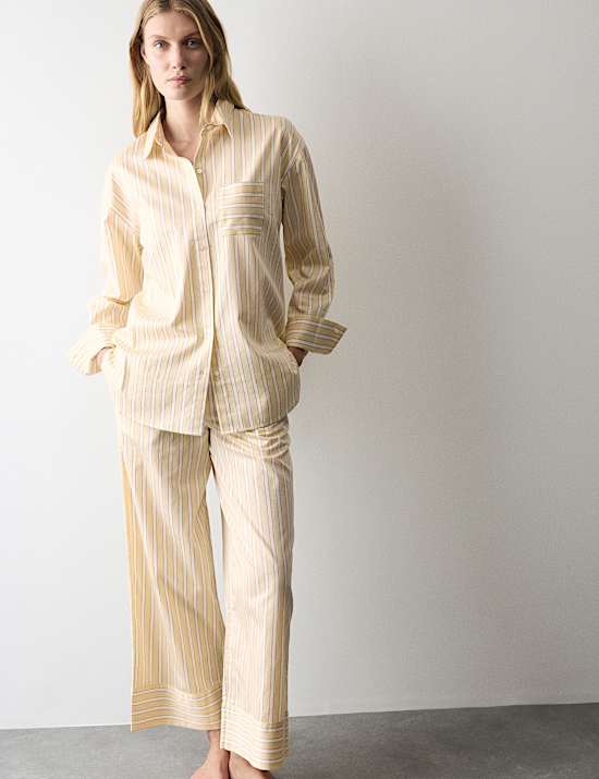 Pure Cotton Striped Revere Pyjama Set