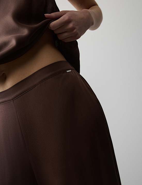 Satijnen pyjamabroek met wijde pijpen