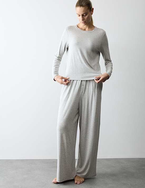 Modal Rich Wide Leg Pyjama Bottoms